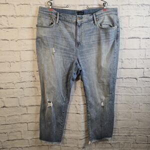 J Crew Womens Slim Broken In Boyfriend Distressed Stretch Blue Jeans Sz 35